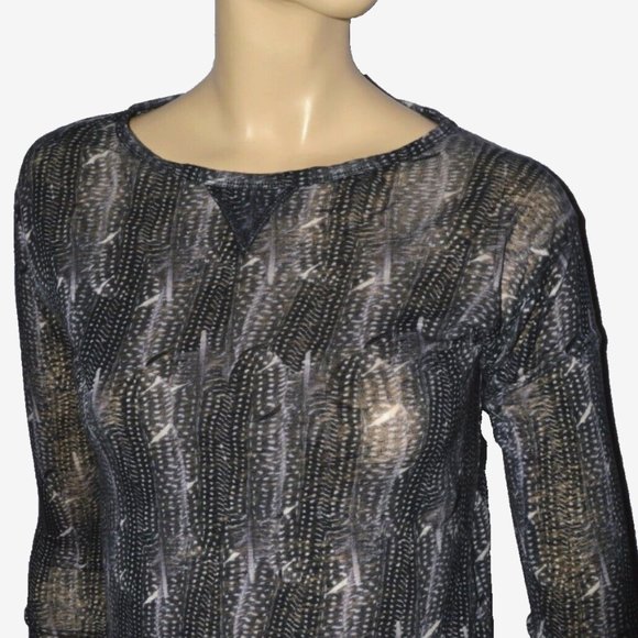 ISABEL MARANT POUR H&M SIZE YOUTH 10 12 WOMENS XS FEATHER PRINT BLOUSE TOP TEE - Picture 5 of 8